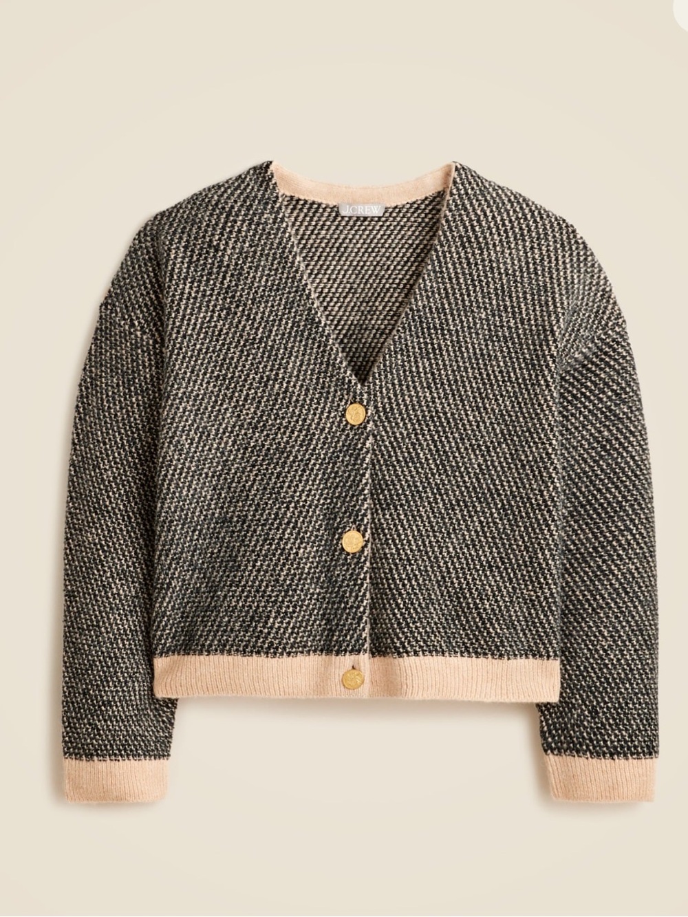 J. Crew Black & Cream Contrast-Trim V-Neck Cardigan